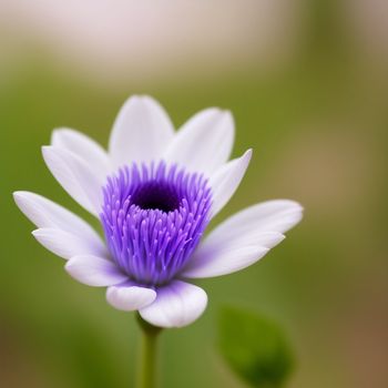 purple and white flower with a green background and blurry image of the flower in the background is a blurry image of the flower