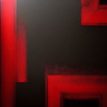 red and black painting with a black background and a red square in the middle of the picture with a black background