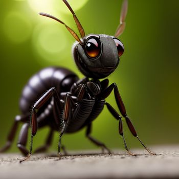 close up of a bug on a surface with a green background and a blurry background behind it