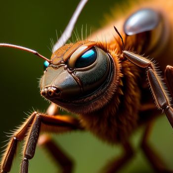 close up of a bug with a blue eye and a black nose and head with a long nose