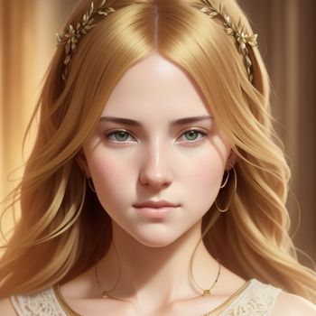 digital painting of a blonde woman with a necklace and earrings on her head and a necklace on her neck