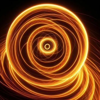 spiral of orange light is shown in this image of a spiral of light that is glowing in the dark