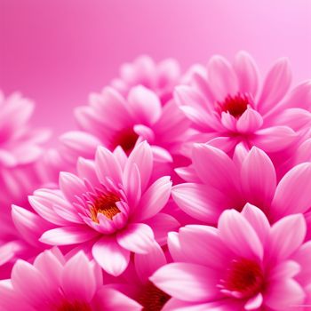 bunch of pink flowers with a pink background behind them with a red center and center in the middle