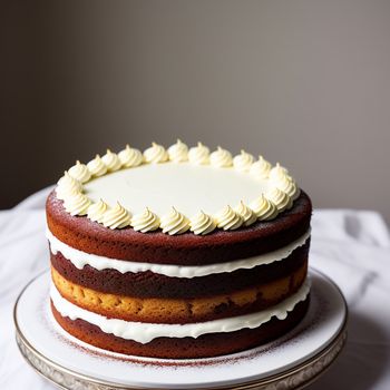 cake with white frosting on a plate on a tableclothed tableclothed tableclothed table