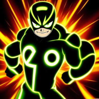 cartoon character with a green lantern on his chest and a yellow light behind him