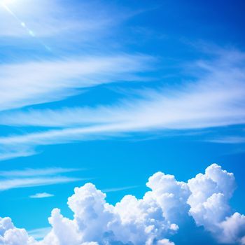 plane flying in the sky with a lot of clouds below it and a bright sun in the background