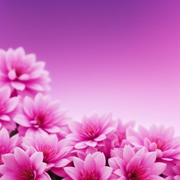 bunch of pink flowers with a purple background in the background with a pink border in the middle of the picture