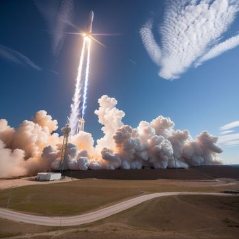 rocket is launching into the sky with smoke coming out of it's back end and a trail of smoke coming out of it