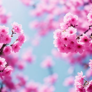 pink flowered tree with a blue sky in the background and a few clouds in the sky above