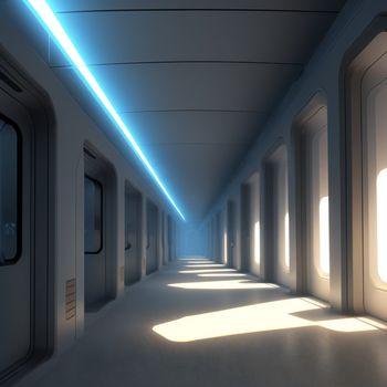 long hallway with a bright light coming through the windows and a long hallway with a bright light coming through the windows