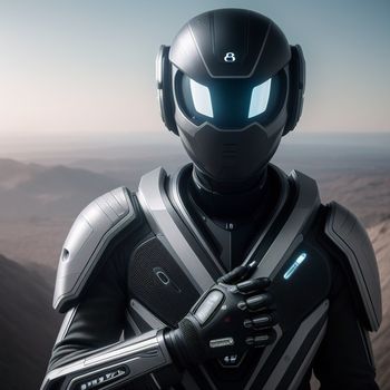 man in a futuristic suit with a scifi