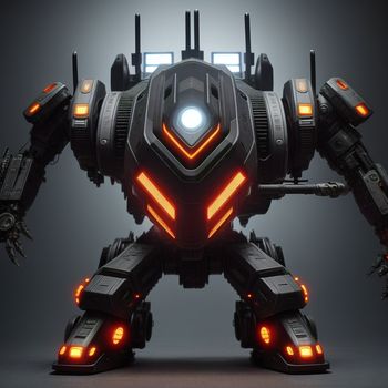 futuristic robot with glowing lights on its legs and arms