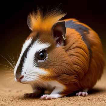 brown and white animal with a black and white stripe on it's face and a brown and white tail