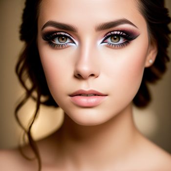 woman with a black and white make up and a pink eyeliner and a pink lip ring and a brown hair