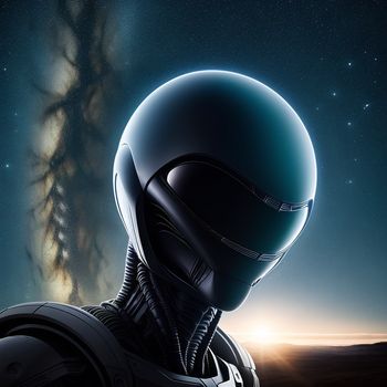 man in a space suit looking at the stars in the sky with a space background and a spiral galaxy