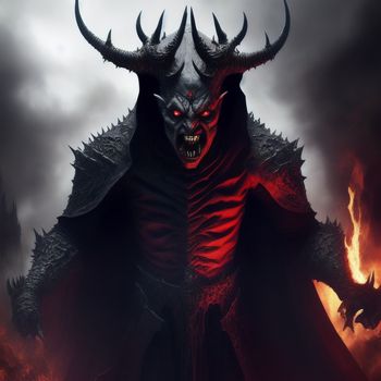 demonic demon with horns and a demon face on his face