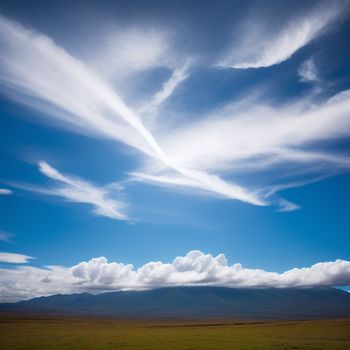 large field with a mountain in the background and clouds in the sky above it