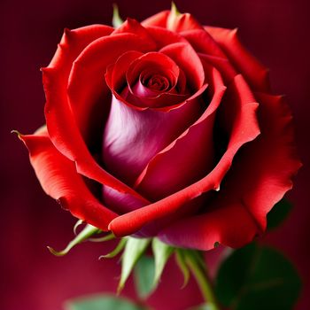 red rose with a green stem and a red background with a red rose in the center of the picture