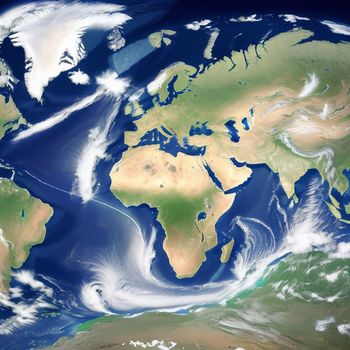 satellite image of the earth with a lot of water on it and a lot of land on the other side