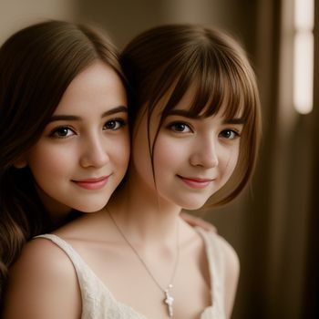 two young women are posing for a picture together