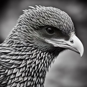 black and white photo of a bird with a long beak and a large beaked head