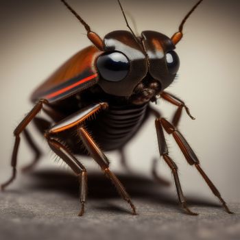 close up of a bug with a light on it's face and eyes