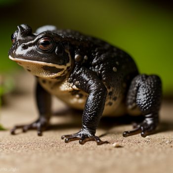 frog sitting on a table with a green background and a blurry background behind it