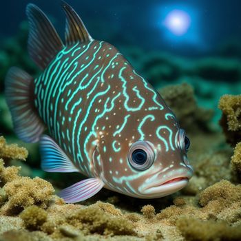 fish with a blue and white stripe on its body and a blue and white stripe on its body