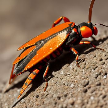 close up of a bug on a rock with water droplets on it's wings and legs