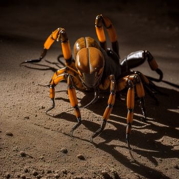 close up of a spider on the ground with its legs spread out and legs spread out