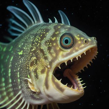 fish with its mouth open and its teeth wide open with its mouth wide open and it's mouth wide open