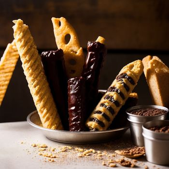 plate of food with a variety of snacks on it and a bowl of chocolate and pretzels