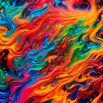 colorful background with water drops and a rainbow swirl pattern on it's surface