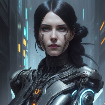 woman in a futuristic suit with a sci - fi