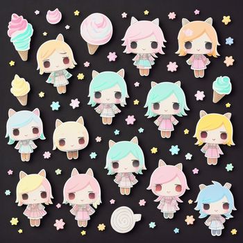 bunch of little girls with ice cream and stars on them