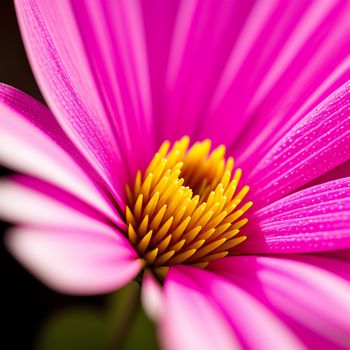 close up of a pink flower with a yellow center and a black background with a yellow center and a yellow center