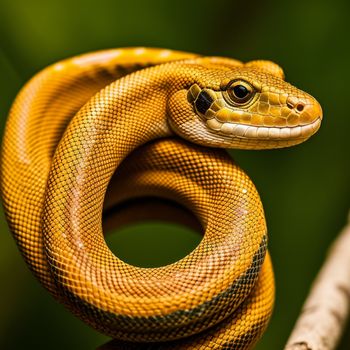 yellow snake with a black stripe on its head and neck