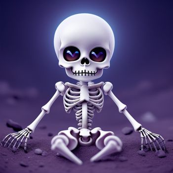 skeleton sitting in the sand with its legs crossed and eyes closed