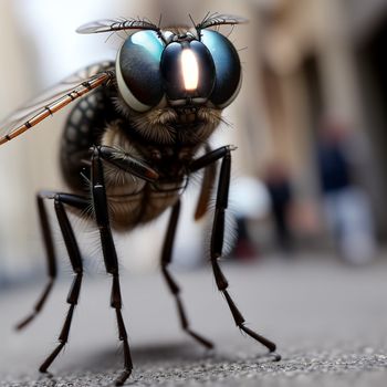 close up of a fly with two eyes and a long nose with a long nose and a long nose