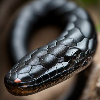 black snake with a red spot on its head and neck