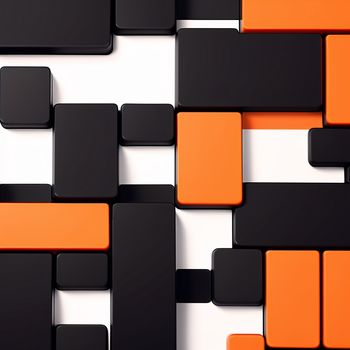 black and orange wallpaper with squares and rectangles on it's sides and a white background