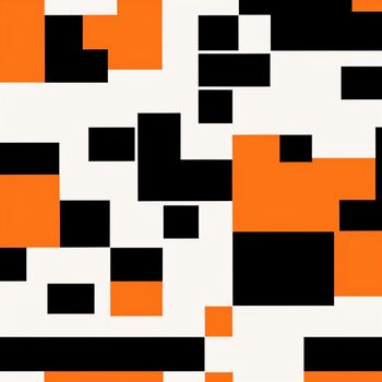 black and orange pattern with squares and rectangles on it