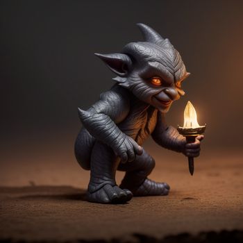 small toy with a candle in it's hand and a light in its mouth