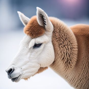 close up of a sheep with a blurry background in the background and a blurry background in the foreground