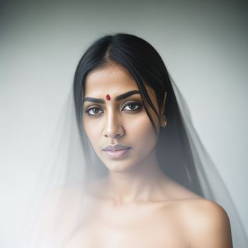 woman with a veil on her head and a veil on her shoulder