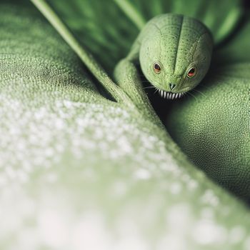 green lizard with a mouth open and a green blanket on it's back