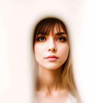 woman with long hair and a white shirt is looking at the camera with a serious look on her face