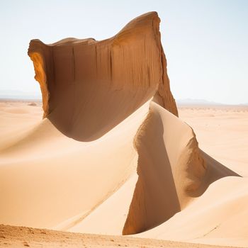 large rock sticking out of the sand in the desert