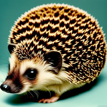 small hedgehog sitting on a blue surface with a black and white pattern on it's face