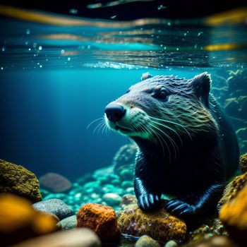 sea otter is sitting on a rock in the water and looking at the camera with a smile on its face